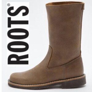 Roots Brown Tribe Leather Rollover Boots, Size 9.5, Stylish, Durable Comfortable